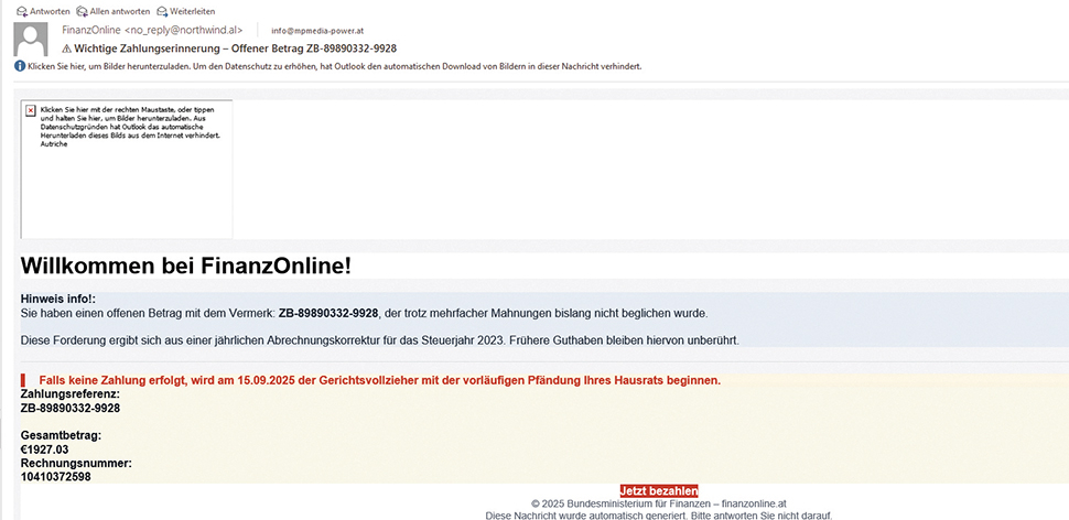 Gefälschte FinanzOnline-Mails im Umlauf