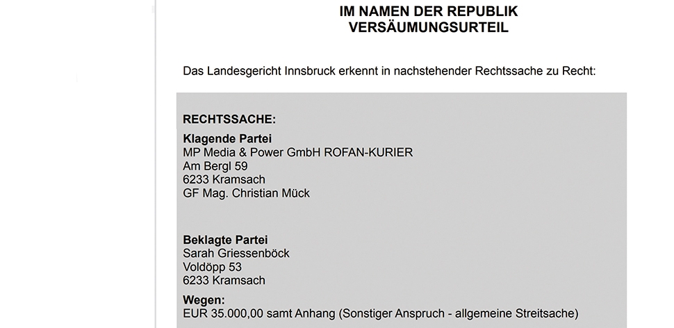 Kreditschädigung: Urteil liegt nun vor
